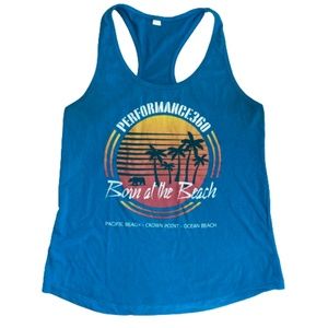 Ocean Beach San Diego racer Back Turquoise sleeveless activewear top Pacific